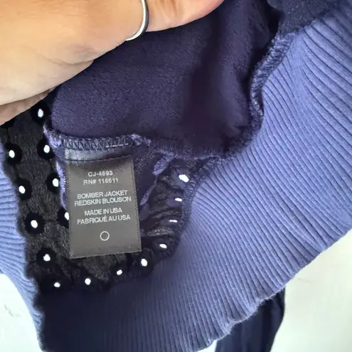 Amadi Anthropologie Bomber Jacket Navy Eyelet Embroidered Zip Front Size S Blue