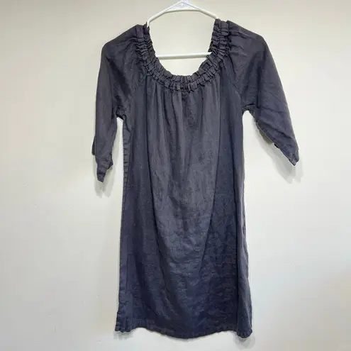 Allen Allen Gray Linen Dress Medium Women