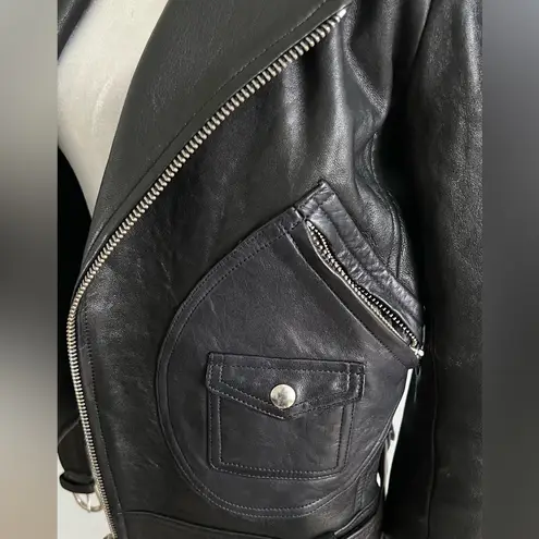 IRO Black Leather with dark navy accentMoto Jacket scotsdal