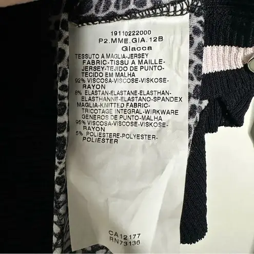 Max Mara Black/White Deep V-Neck Silky Cardigan Size Medium