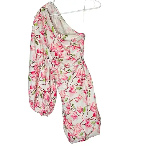 BRONX & BANCO Layla Pink Bow Back One Shoulder Silk Mini Dress Size Medium