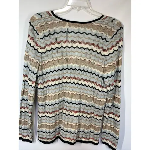 Emma James 3— Women's Chevron Crochet Faux Wrap Blouse Multicolor Size 1X