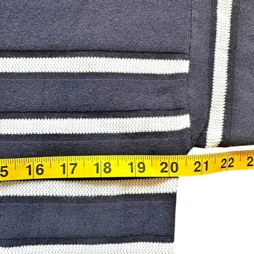 Free Assembly Womans Sweater Navy/White Stripe M Button Shoulder Boat Neck Blue Size M