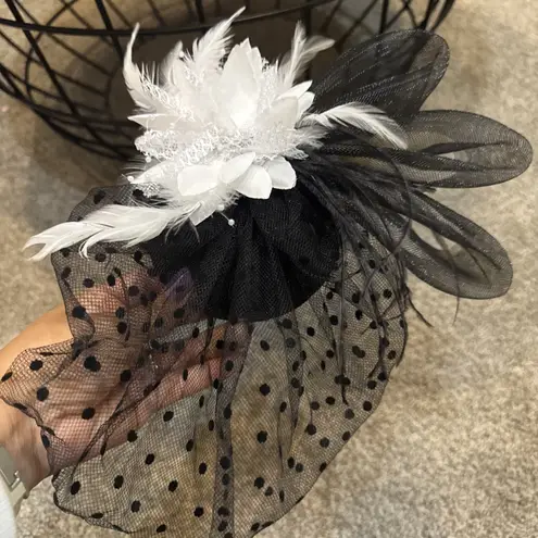 Fascinator Women Tea Party Headband Cocktail Flower Hair Clip Feather Black