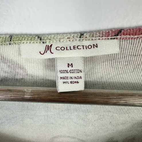 JM Collection Shirt Womens Medium Butterfly Floral Graphic 3/4 Sleeve Top Y2K