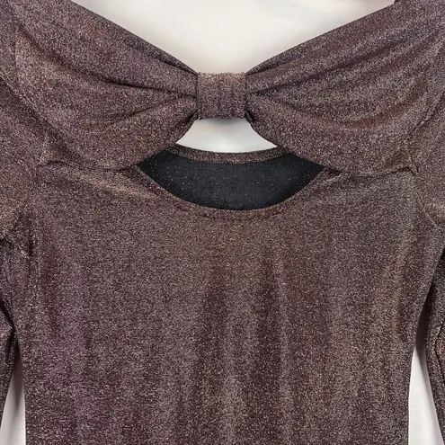 Anthropologie Sunday In Brooklyn Top Women S Brown Sparkle Bow Back Scoop NWT