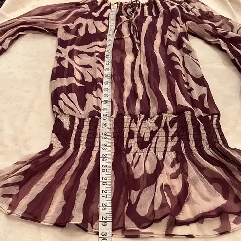 Ceres Beautiful sheer top or swimsuit cover w/ cute tiesâat neck andâgathers. Purple Size M