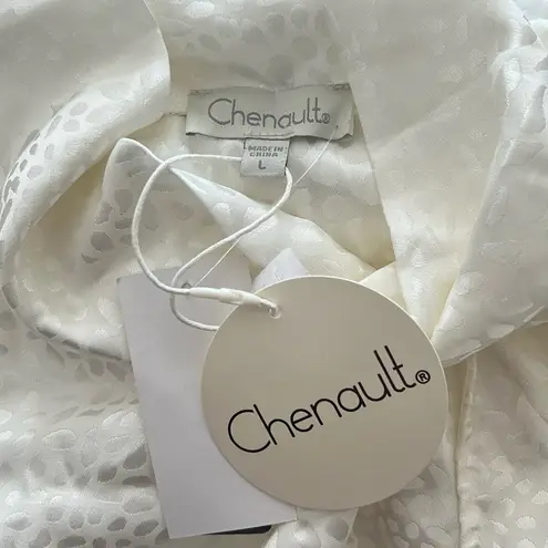 Status by Chenault Jacquard Twist Neck Blouse in Off White, Size L New w/Tag White Size L