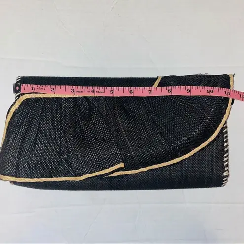 Mud Pie  Black Tan Straw Clutch Bag