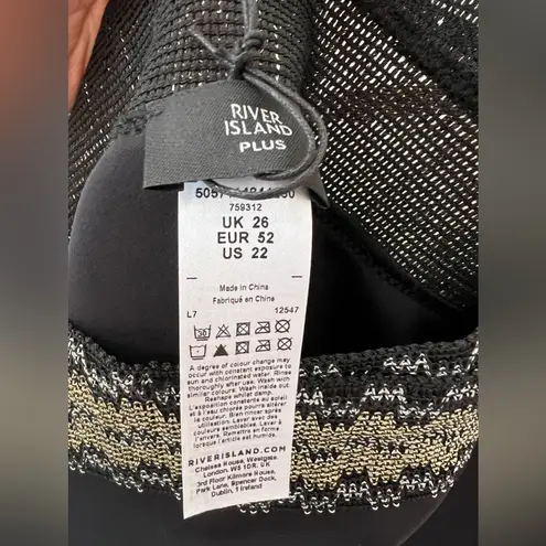 River Island Plus NWOT Bikini Bottom Black With Gold Embroidered Detail Size 22