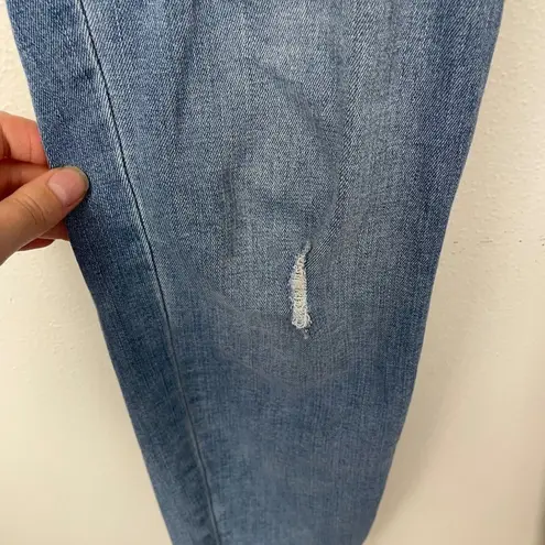 J. Crew Factory Woman's Sz 31High Rise Medium Wash Skinny Jeans Frayed Acid Wash Blue