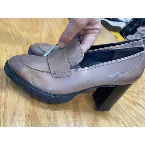 Paul Green Nina Loafers Women's 9.5 Brown Leather Slip On Low Top Block Heel S17