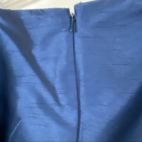 Eshakti Quincy Navy Belted Back Bow Lined Cap Sleeves Pleated Dress, Size 10