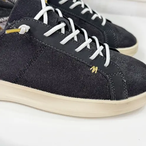 Hey Dude Karina Shimmer Lace Up Sneakers Denim Black Metallic Gold Womens 11