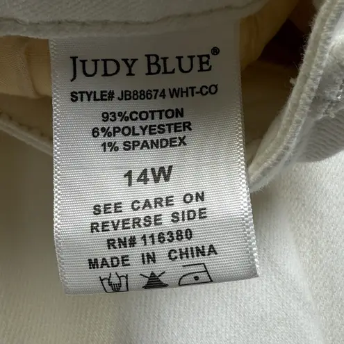 Judy Blue Don't Be Salty High Rise Wide Leg Cropped Jeans Size 14W White Stretch
