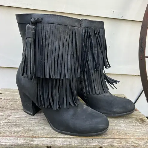 Ralph Lauren Denim&Supply Mina black Leather Fringe Tassel boots 11B Size 11