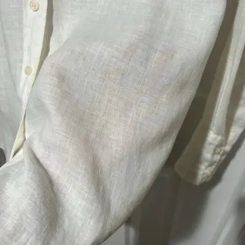 J.Crew Factory 100% Linen Button Up Top Women’s XS Oversized White Lagenlook