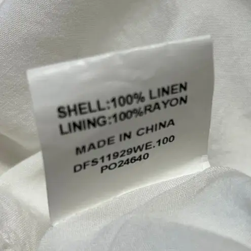 DISSH White 100% Linen Strapless Sleeveless Cutout Tube Midi Fit & Flare Dress 4