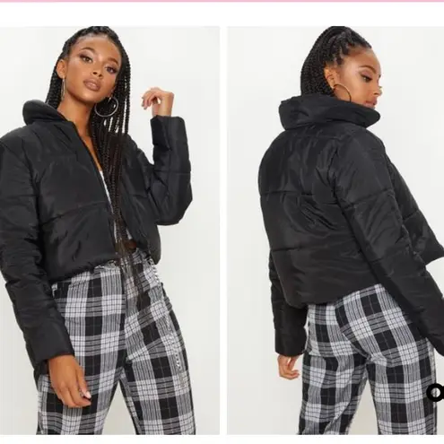 Black puffer bomber jacket