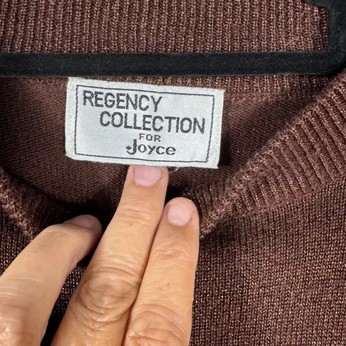 Regency Collection Metallic Knit Tunic Top Long Sleeve Brown Sweater Size M