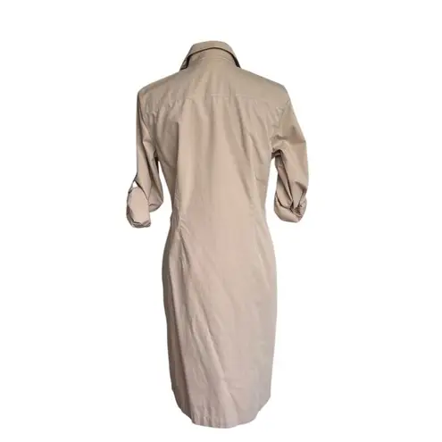 Brooks Brothers 346 Petite Beige Cotton Shirtdress Size 10 Knee Length Safari