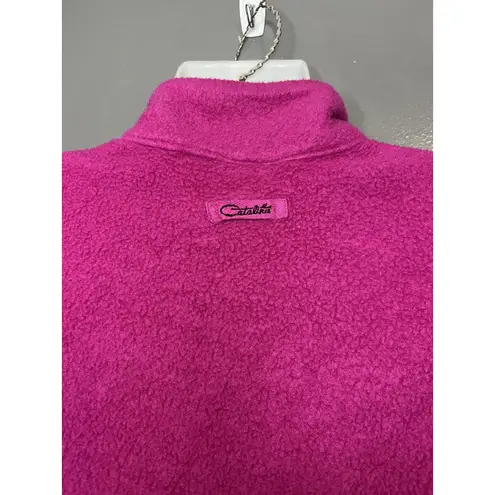 Catalina Fleece Pullover Womens Lrg Magenta 1/4 Zip Mock Neck Drawcord Pockets