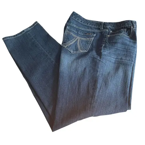 Seven7 Women Blue Jean Size 12 Boot Cut Five Design Pockets Embellished