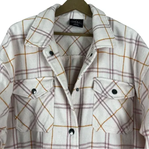 HFX Shacket Womens XL Pink Plaid Button Down Flannel Jacket Oversized Country