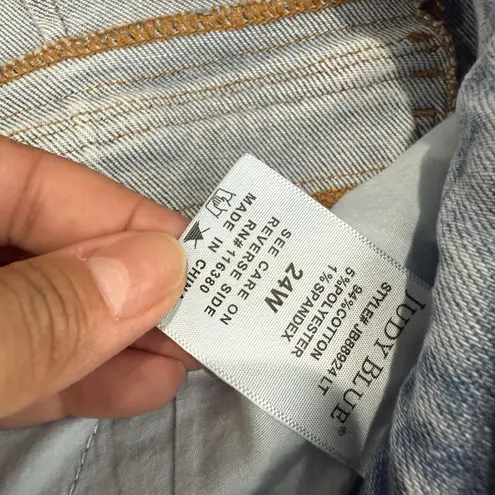 Judy Blue High Rise Wide Leg Cargo Pocket Jeans Light Blue Wash Size 24W