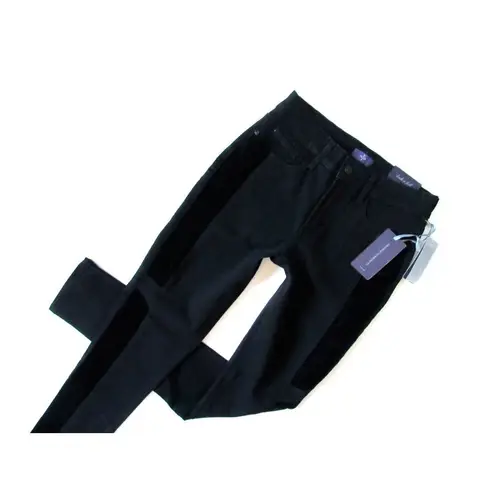 NYDJ NWT Not Your Daughters Jeans Alina Legging Velveteen Blocked in Black 0