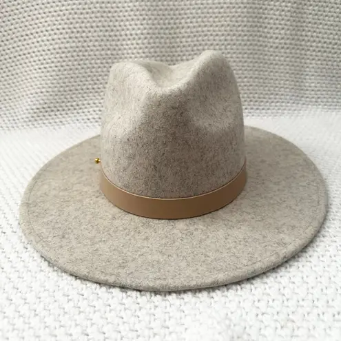 Lack of Color The Mack Fedora Stone Wash Speckle Grey Beige Wool Hat 55CM Small