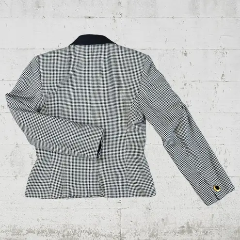 Kasper Vintage 90s  Black White Check Plaid Womens Double Breasted Blazer Size 4