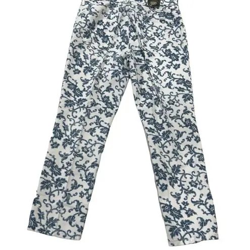 Ralph Lauren LAUREN  Indigo Multi Floral Modern Straight Ankle Cropped Denim Jean