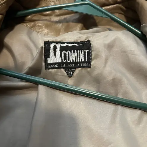 Comint Genuine Leather Suede Mix Bomber Jacket Mens Size Medium Brown Vintage