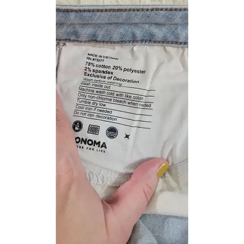 Sonoma  Mid-rise Embroidered Flowers Blue Denim Jean Shorts Sz 18