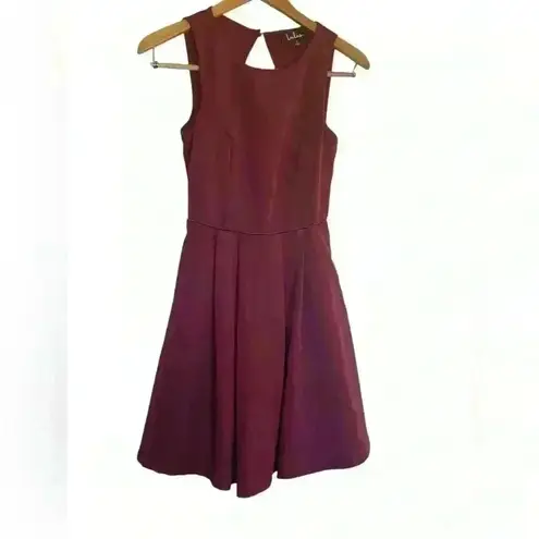 Lulus Wine Red Burgundy Party Hop Backless Skater Dress Size Small Holiday Dance