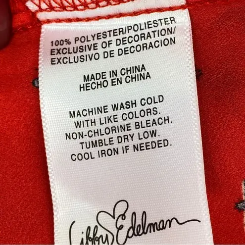 Libby Edelman Bumble Bee Blouse Red Black Medium Long Bell Sleeve