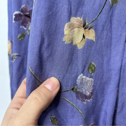 ICI Vintage Blue Floral Short Sleeve Shorts Romper Size M