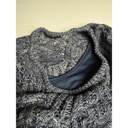 Fly London FYLO London Blue Knit Sweater with Lace Trim Long Sleeve Pullover Top - Image 4