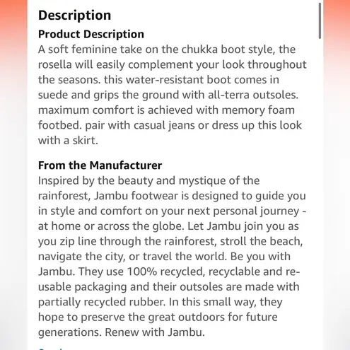 Jambu Rossella Chukka Boot Leather Water Resistant Blue Hiking Shoe Travel sz 8