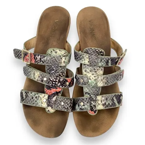 Vionic Park Radia Snakeprint Triple Strap Orthotic Sandals in Mint Snake Size 8