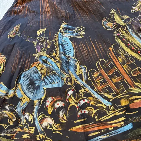 Vintage 1950’s/1960’s Matador Hand Painted Sequined Mexican Cotton Circle Skirt Black Size M