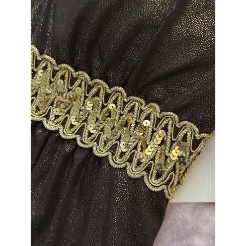 Vtg Babydoll Halter Dress 90s Y2K Forest Fairy Grunge Brown Gold Shimmer Size 6