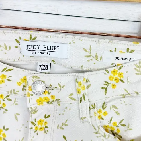 Judy Blue Golden Meadow Skinny Fit Mid Rise Jeans Cream Yellow Size 28 7