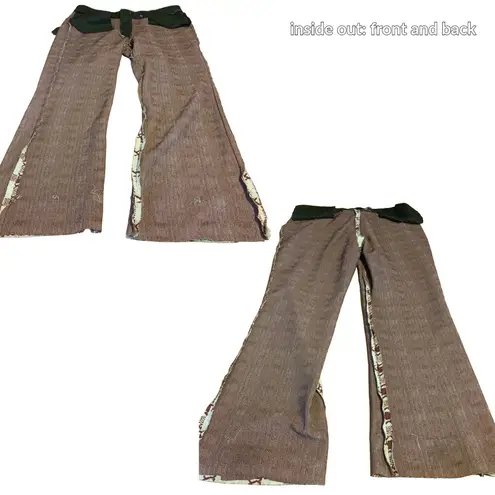 VINTAGE 1980'S GRAY AND MAROON PATTERN BOOT CUT TROUSERS (36/XL) Red