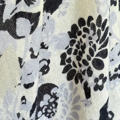 Holiday Editions Floral Print Open Knit Scarf Office Whimsical Cottagecore Boho Blue