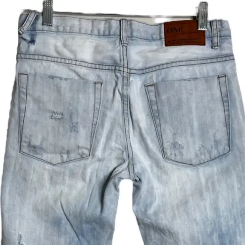 One Teaspoon  Awesome Baggie Jeans Blue Light Wash Highly Destroyed Distressed