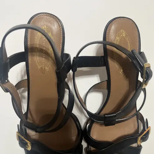 Elie Tahari Sz 41 US 10 Black Leather Strappy Sandals Heels