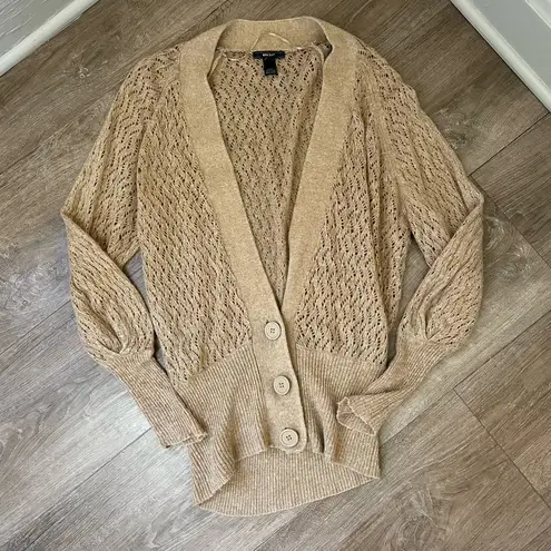 MNG Suit Open Knit Cardigan Sweater Deep V