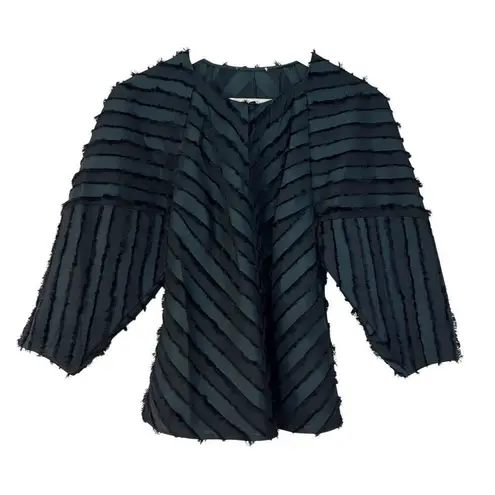 Rebecca Taylor greenâeyelash textured blouse size 4